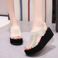 Women's Sandals Wedges Footwear Summer Platform Sandals Women Shoes Female Slip on Peep Toe Knitted Ladies Sneakers Casual. 