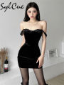 Slip dress street personality ladies thin body hot nightclub into black simple tight sylcue mature beautiful confident high. 