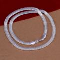 925 sterling necklace Unisex Flat snake Link Chain Lobster Clasp-1pcs.
