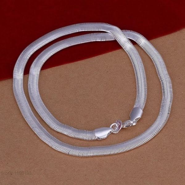 925%20sterling%20%20necklace%20Unisex%20Flat%20snake%20Link%20Chain%20Lobster%20Clasp-1pcs%20-%20Image%204