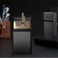 Box Case Space Aluminum Slim Holder Lighter Portable Case Mens Gifts Smoking Accessories (Black).