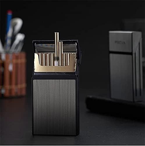 Box Case Space Aluminum Slim Holder Lighter Portable Case Mens Gifts Smoking Accessories (Black)