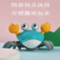 Cute big crab kids swimming, playing in the beach, bathing in the bathroom, playmates, boys and girls, baby bath toys.
