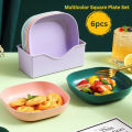 Multicolor 6-Piece Square Plate Set.