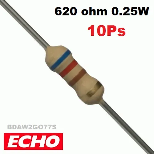 10pcs-%20Carbon%20Film%20Fixed%20Resistor%20Resistance%20620%20Ohm%20(%CE%A9)%201/4Watt%20Tolerance%205%25%20-%20Image%204