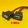 1pc 2/4 Wire USB 2.0 Female Power Jack 2Pin 4Pin Charging Port Connector with PH2.0 Cable Electric Terminals USB Charger Socket.