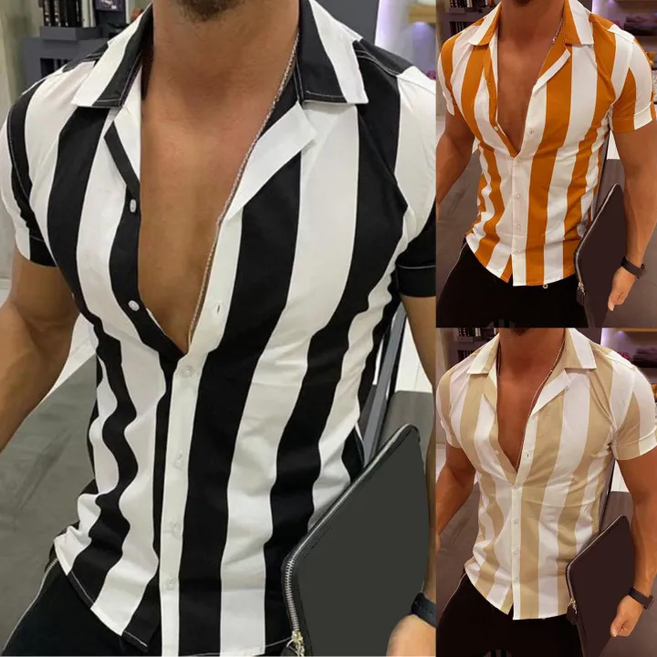 Beh%20Shirt%20Vertical%20Stripes%20Single-ed%20Slim-fitting%20Shirt%20-%20Image%207