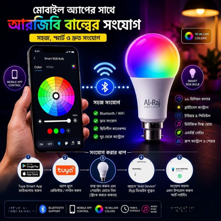 Smart%20LED%20Bulb%2010W%20RGB+CCT%20with%20App%20Control,%20Bluetooth/Tuya%20Compatible,%20Dimmable%20Home%20Lighting%20Al-Raj%20Lighting%20-%20Image%209