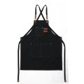 Unisex Canvas Bib Leather Chef Kitchen Apron Barista Bartender Pockets Apron Home Barber Coffee Restaurant Garden Pinafore.