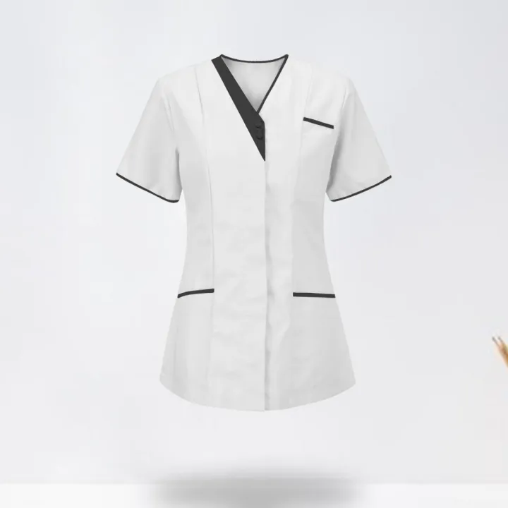 60%25HOT%20Healthcare%20Nurse%20Robe%20Nurse%20Clothing%20T-Shirt%20V%20Neck%20Pocket%20Short%20Sleeve%20Button%20Nursing%20Staff%20Uniform%20Clothing%20Beauty%20Salo%20-%20Image%203
