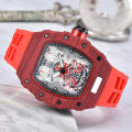 Hengbolong wood grain hollow men's watch new fashion business barrel quartz watch net red watch wholesale.