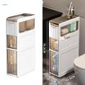 Floor Storage Cabinet Narrow Silent Wheel Movable with Drawers for Apartment. 