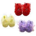 Baby Girls Shoes Purple Flower Design Soft Lace Ribbon for (0 Month -1  Year). 