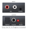 Analog to Digital Audio Converter Black R/L 3.5mm AUX to Digital Coaxial for. 