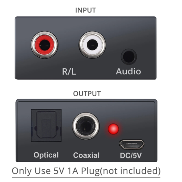 Analog%20to%20Digital%20Audio%20Converter%20Black%20R/L%203.5mm%20AUX%20to%20Digital%20Coaxial%20for%20-%20Image%204