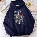 Heart Protected By Ribs Printing Hoodies Men Vintage Street Sweatshirt Warm Graphic Clothing Unique Shoulder Drop Hoodie Men'S.