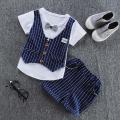 Toddler Baby Kids Boys Bow Vest T shirt Tops Plaid Shorts Set Outfits Clothes.