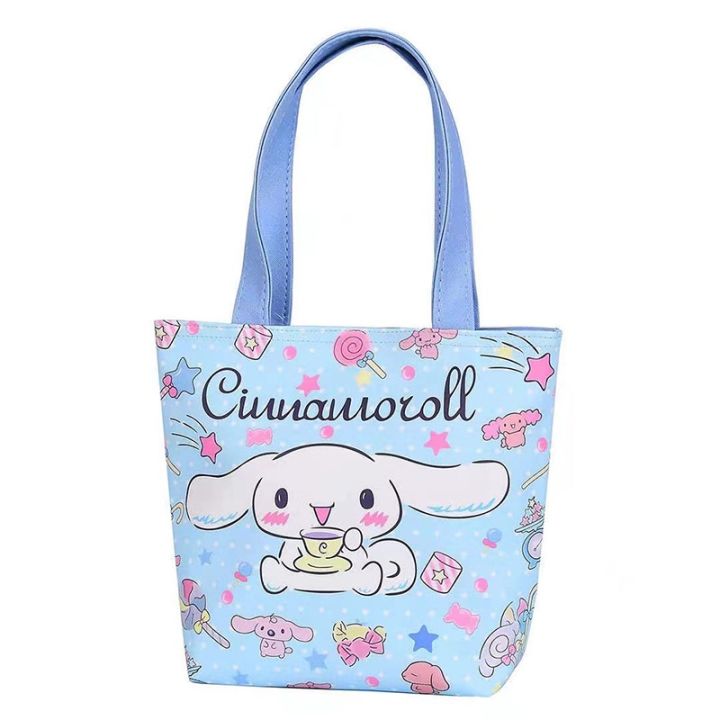 Jason Sanrio Kuromi Melody Student Cute Tote Bag PU Cinnamon Top-handle bags Cartoon Fashion Outdoor Lunch Bag
