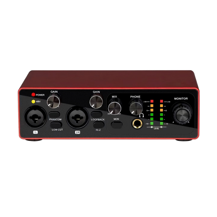 Sound Card Professional Audio Interface for 48V Microphone Musical Instrument Recording