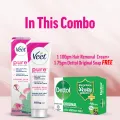 Veet 100gm Normal + FREE Dettol Original Soap 75g, Aloe Vera & Rose Extract Hair Removal Cream.
