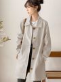 Women's Trench Coat Outerwears Korean Version Simple Casual Loose Solid Color Medium Long Top Jacket For Women Impermeable Mujer.