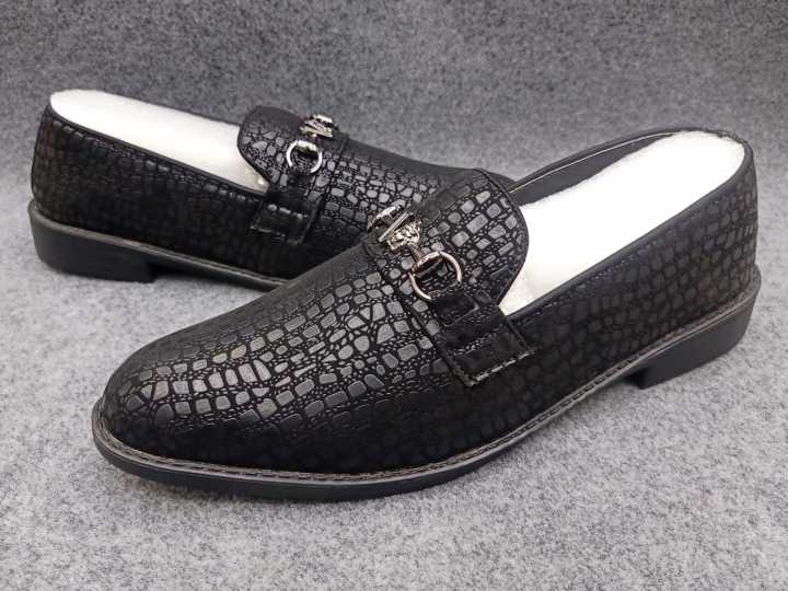 Exclusive stone design black tassel Shoe for men Upper genuine leather and artificial leather mixed, inside pure leather Beautiful Design