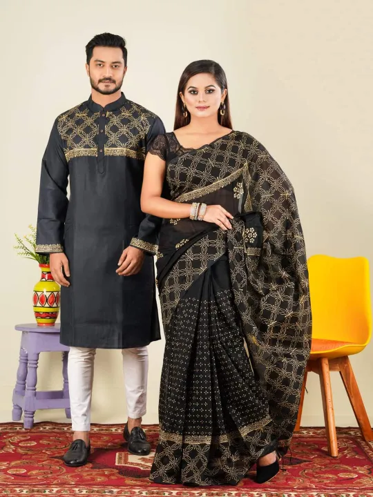 Ensemble%20Yourself%20-%20Superb%20Quality%20-%20Dhupiyan%20Silk%20Sharee%20and%20Cotton%20panjabi%20For%20Combo%20Couple%20Dress%20-%20Trend%20and%20Needful%20-%20Well%20Inspired%20&%20Crafted%20-%20Image%202