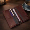 Zays Premium Full-Grain Leather Long Wallet for Men & Women, Slim Wallet 7.4 x 3.5 x 0.5 Inch, 6 Card Slots, Cash Compartment, Zipper Pocket, Mobile Holder Fits 6.9 Inch Phone, Formal & Casual Gift Wallet. 