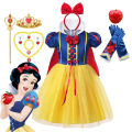 Disney Princess Dress Snow White Kids Girl Costume with Cape Carnival Party Cosplay Children Clothing Birthday Princess Vestidos. 