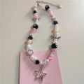 Kpop Y2k Goth Harajuku Black 8 Ball Star Cross Pendant Bead Neck Necklace EMO 2000s Aesthetic Grunge Vintage Jewelry Accessories. 