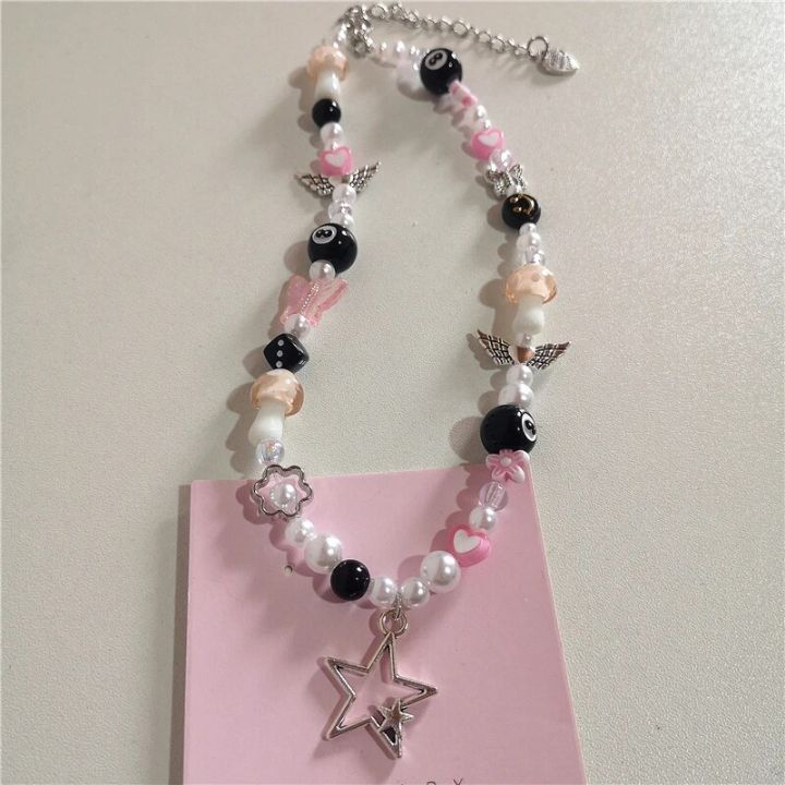 Kpop%20Y2k%20Goth%20Harajuku%20Black%208%20Ball%20Star%20Cross%20Pendant%20Bead%20Neck%20Necklace%20EMO%202000s%20Aesthetic%20Grunge%20Vintage%20Jewelry%20Accessories%20-%20Image%203