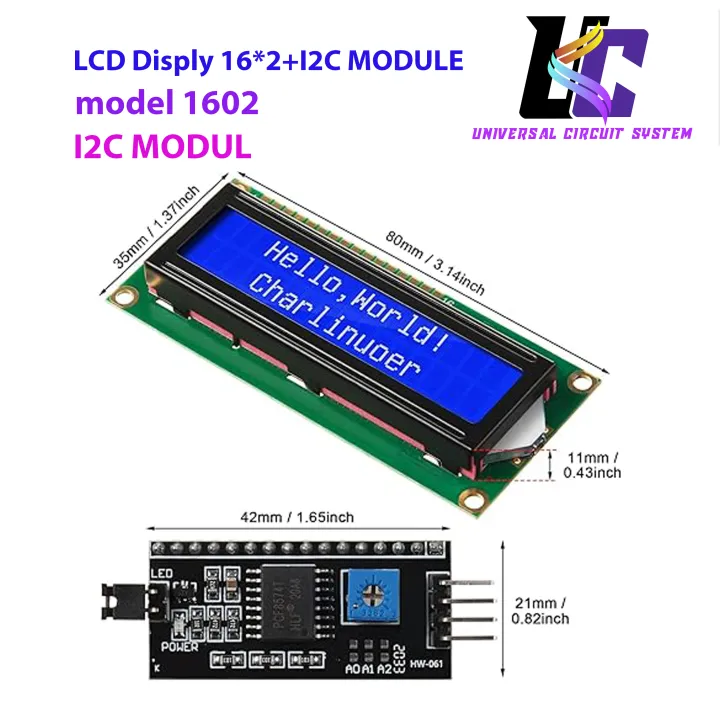 I2C 1602 LCD Display Module 16X2 Character Serial Blue Backlight LCD Module for Raspberry Pi Arduino STM32 DIY Maker Project Nanopi BPI Tinker board Electrical IoT Internet of Things orginal