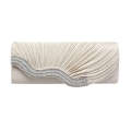Water Diamond Pleated Hand Women's Satin Dinner Shoulder Bag.