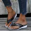 Women 2023 Summer Wedges Clip Toe Sandals Outdoor Slippers Casual Ladies Beach Shoes Metal Button Flip Flops Slides Footwear. 