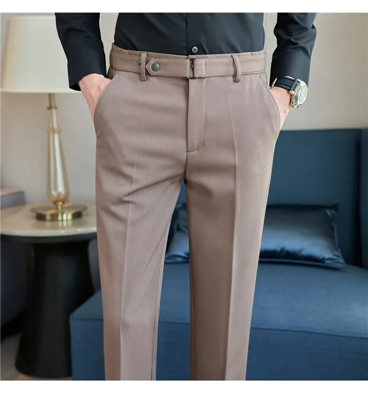 High Quality Elasticity Suit Pants Men Formal Business Office