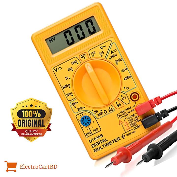 Digital Multimeter -Voltmeter, Ammeter, Ohm Meter Test Probe DC, AC LCD Display AC 750V DC 1000V Buzzer With Overload Protection