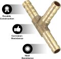 1/4 inch Brass Hose Barb T Shape 3 Way Fitting Connector Nipple for Gas Fuel Water Air ( Showda Mart). 