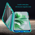Biruiqu For OPPO Reno 11 5G Magnetic Absorption Case Metal Frame Shockproof Double Sided Tempered Glass Magnetic Case Cover. 