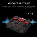 Tabletop Electronic Drum USB/Battery Powered 7 Pads Portable Drum Set - black. 