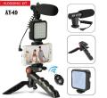 Exclusive AY-49 Phone Vlog Tripod Vlogging Kits Live Selfie Fill Light Integration with Remote Control Microphone LED Light. 