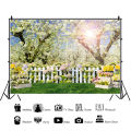 Laeacco Spring Garden Photography Backdrop Window Sill Flowers Grass Forest Natural Scene Baby Birthday Portrait Background. 