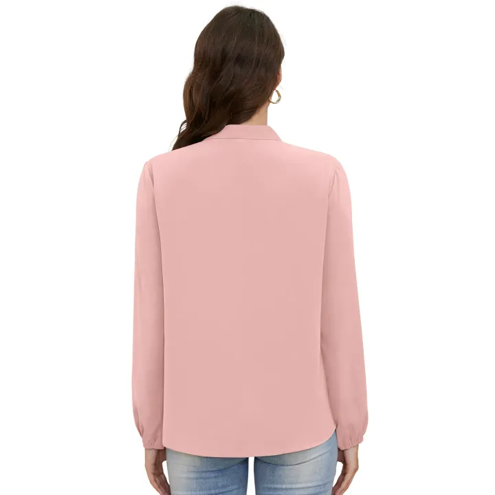 Wine%20Red%20Women%E2%80%99s%20Dressy%20georgette%20Blouse%20Business%20Work%20Casual%20Tie%20Neck%20Shirt%20Tops%20-%20Image%209