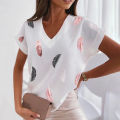 Sunnyheart Tee Shirt Soft Material Leisure Female Contrt Color T-shirt.