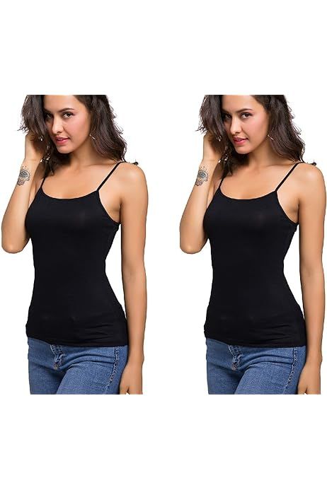 2 Pcs Black Combo Ladies Inner tops For All Season Use Cotton Tank tops Camisoles- Two pcs