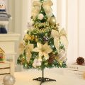 Mini With LED Light Artificial Christmas Tree Bow knot Pine Cone Tabletop Xmas Tree Handmade 45CM Desktop Pine Christmas Tree Table Ornament.