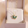 Exquisite Small Butterfly Pendant Necklace for Women Unique Design Light Luxury Zircon Insect Necklace Girl Party Jewelry.