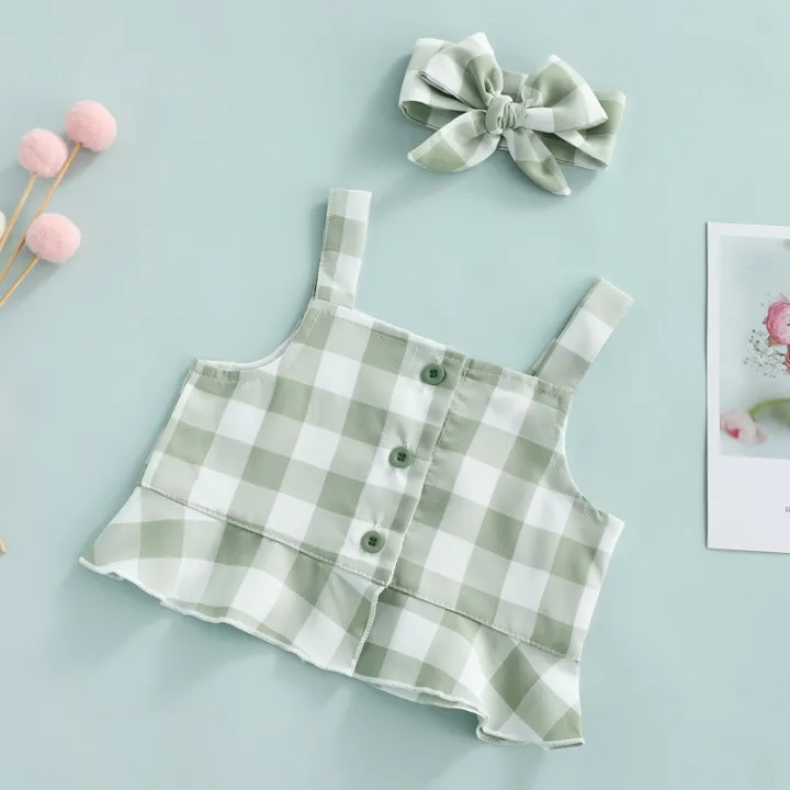 3%20Pcs%20Infant%20Plaid%20Outfits,%20Girls%20Ruffled%20Boat%20Neck%20Tank%20Tops%20+%20Trousers%20with%20Pocket%20+%20Headband%20-%20Image%207