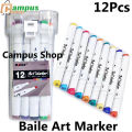 Baile Art Marker Pen Flat/Thick Tip 12, 24, 40, 60 Colours Box for Artists. 