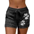 2021 Woman Shorts Women High Waist Cats Claw Print Drawstring Quick Dry Elastic Sports Shorts Women's Clothing Solid Color. 