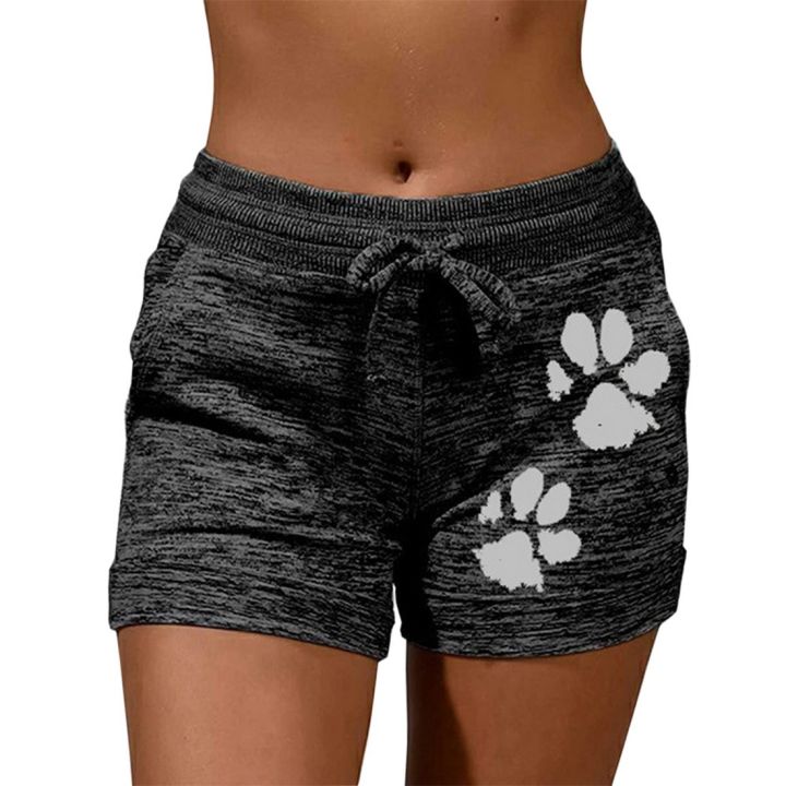 2021%20Woman%20Shorts%20Women%20High%20Waist%20Cats%20Claw%20Print%20Drawstring%20Quick%20Dry%20Elastic%20Sports%20Shorts%20Women's%20Clothing%20Solid%20Color%20-%20Image%204